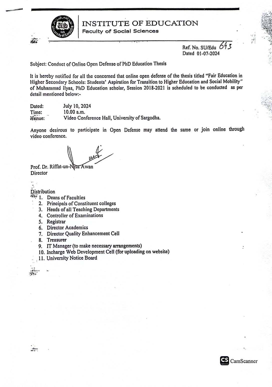 CONDUCT OF OPEN DEFENSE OF PHD EDUCATION THESIS (EDUCATION)